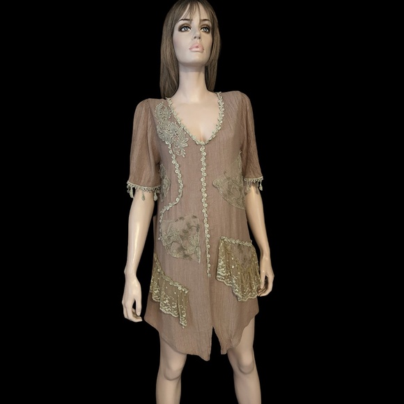 Pretty Angel Bohemian Dress Tunic Shift Lace Unique Grunge Floral Embroidery - Picture 3 of 15